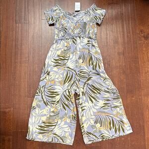 Patrons of Peace Marlu Lavender Floral Off-Shoulder Jumpsuit, Size Large, NWT